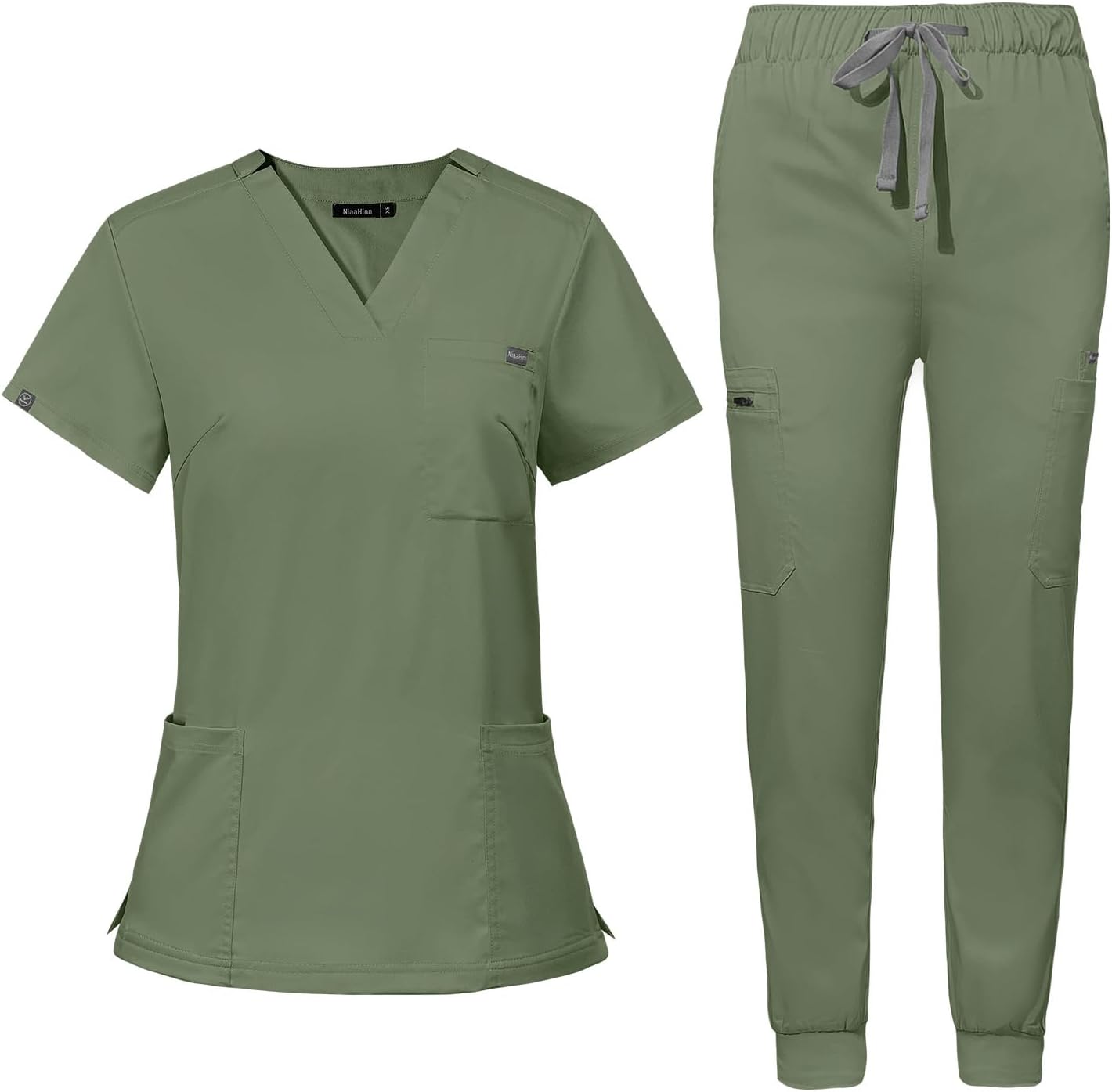 Niaahinn Women's Scrub Top & Yoga Jogger Pants Set for Nurses