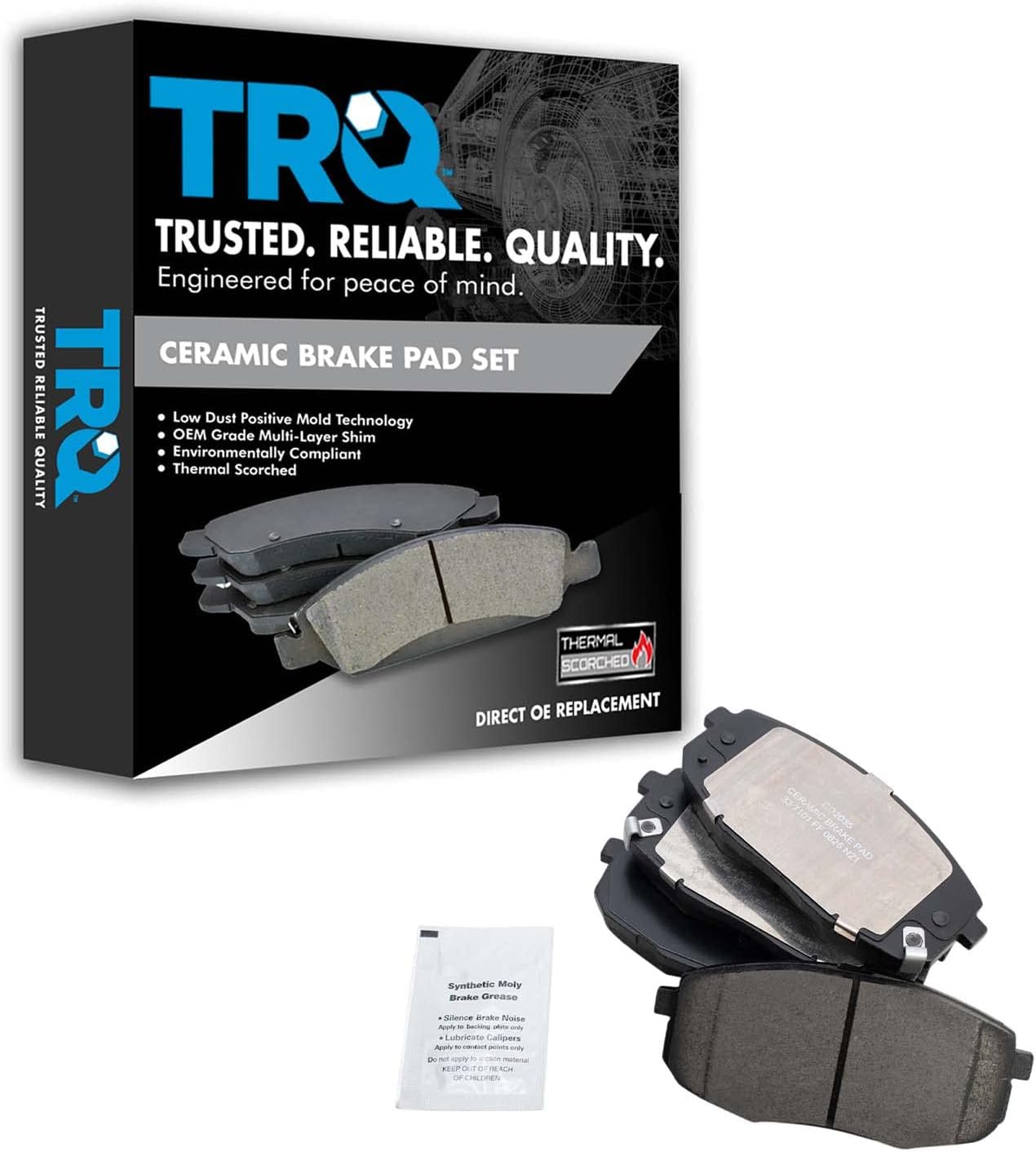 TRQ Front Brake Pads Ceramic for 2018-2020 Hyundai Kona & Kia Forte