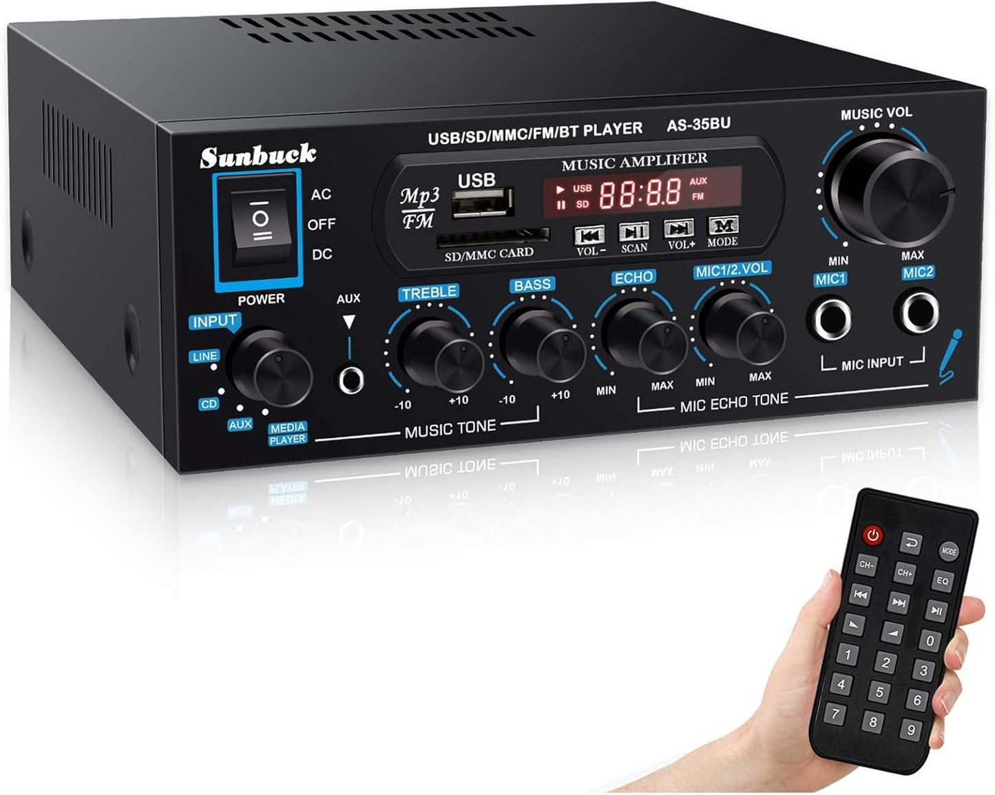 Sunbuck Small Amplifier AS-35BU for Home Audio Systems