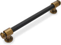 6-1/4 in Black and Antique Brass Cabinet Handles - Knurled Pulls