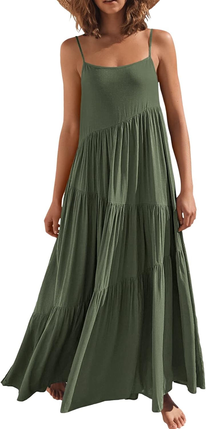 Women Summer Casual Loose Sleeveless Sundress for Beach Fun