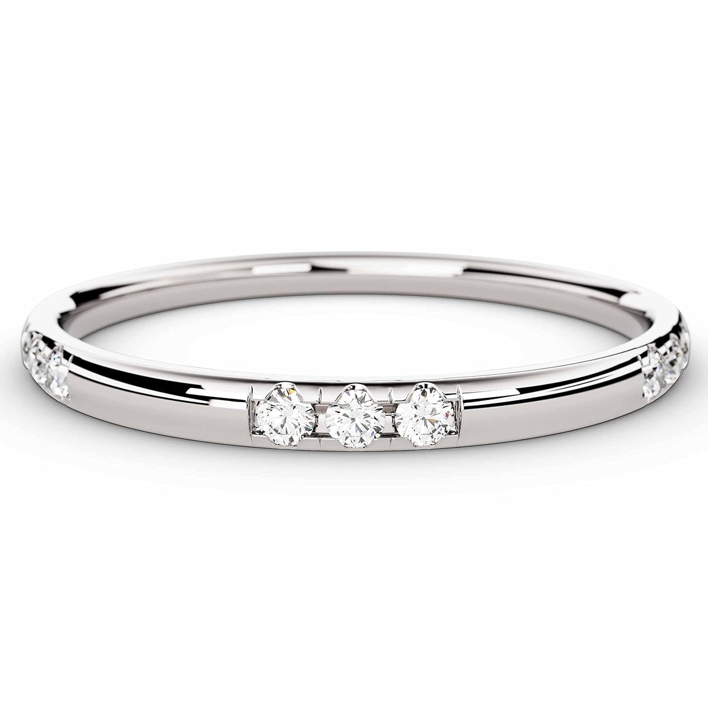 14k Solid Gold Dainty Diamond Wedding Band for Women in Gold