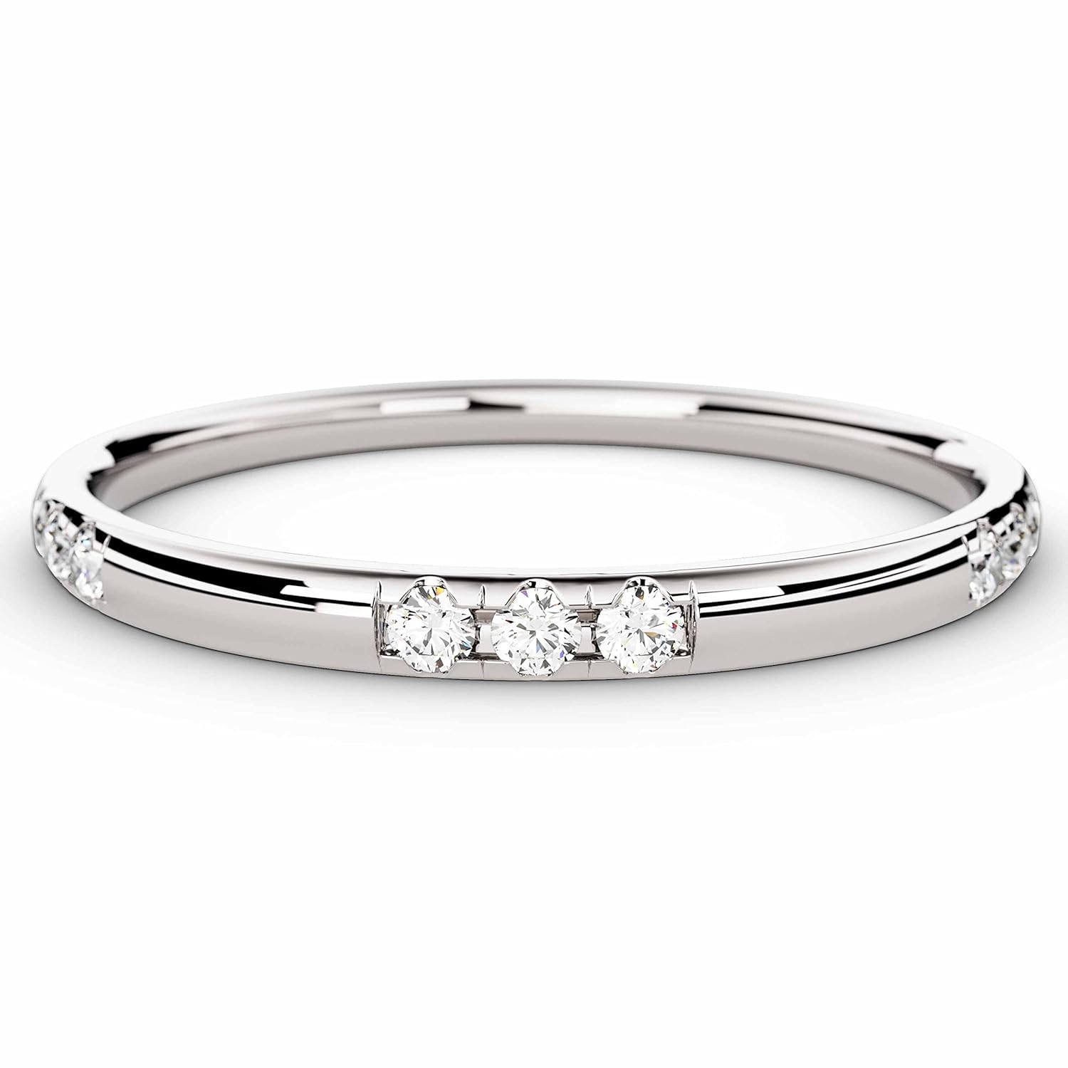 14k Solid Gold Dainty Diamond Wedding Band for Women in Gold