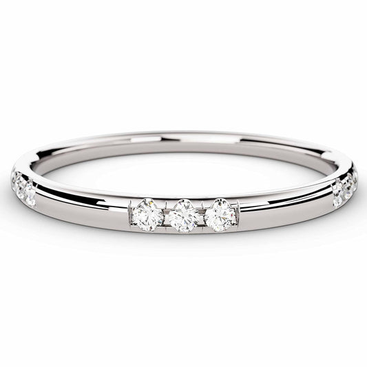 14k Solid Gold Dainty Diamond Wedding Band for Women in Gold