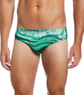 Nike HydraStrong Crystal Wave Print Men's Brief Swimsuit - Court Green