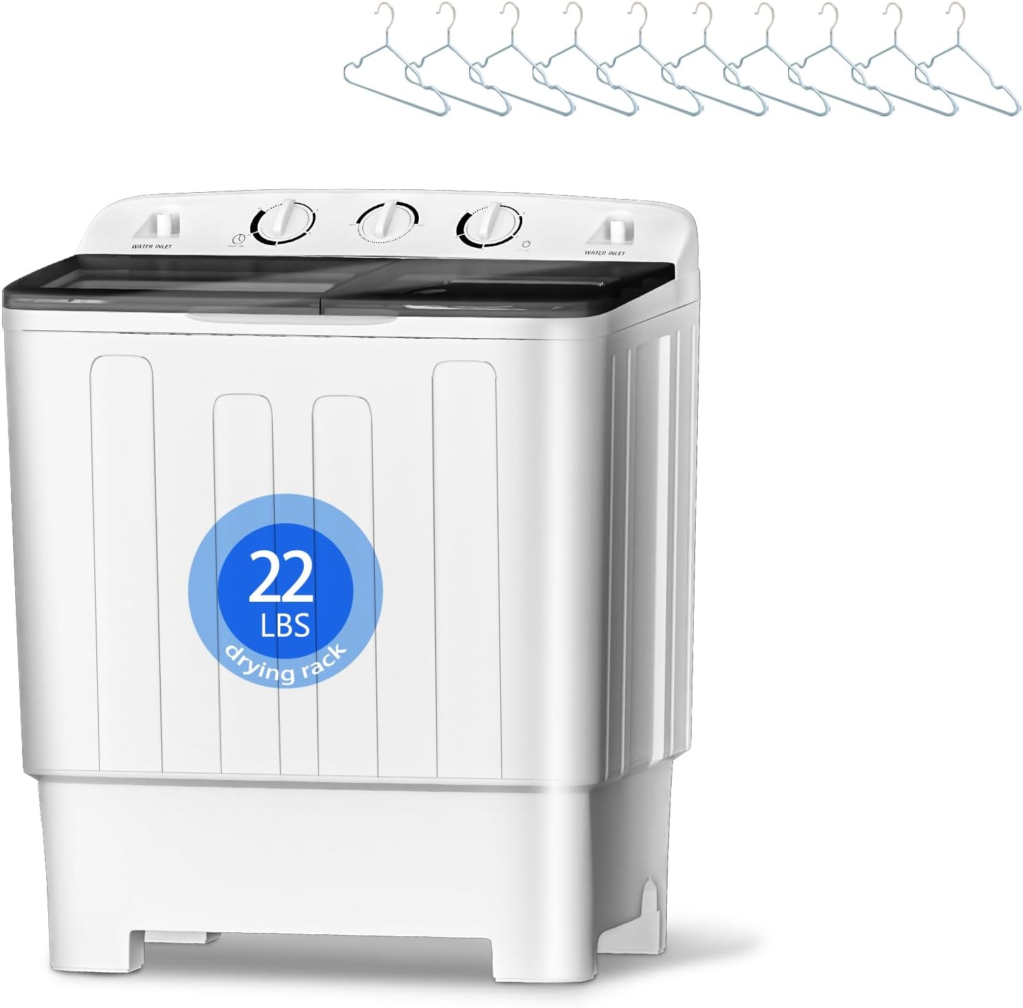 Compact Twin Tub Washer: 22Lbs Capacity for Quick Laundry in Apartments! ~ Stopsad