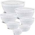 White Mixing Bowls with Airtight Lids Stainless Steel Set of 7