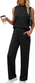 Two Piece Sets for Women Summer Outfits Travel Mock Neck Lounge Sets