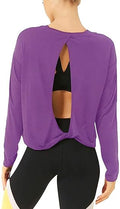 Bestisun Long Sleeve Workout Shirt for Women - Open Back Comfort