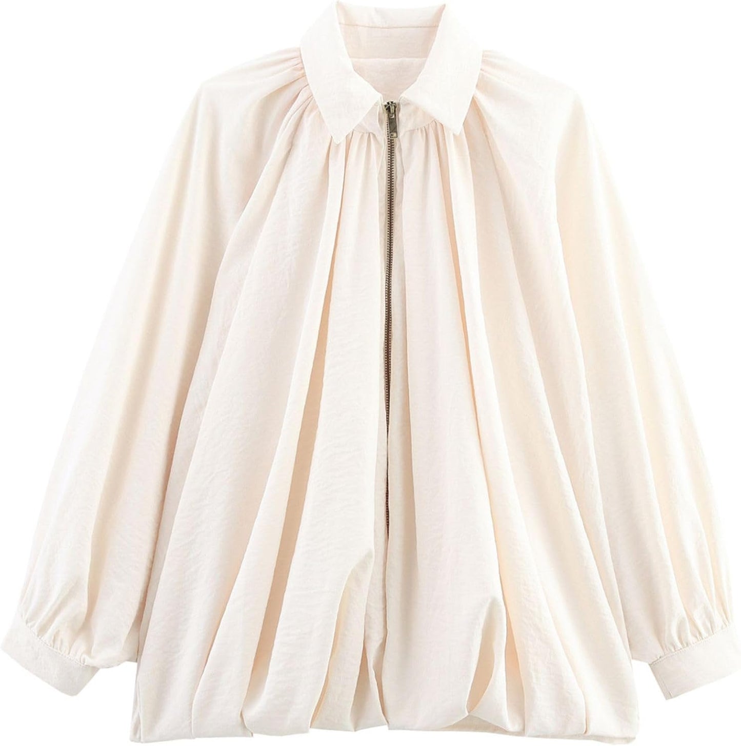 FindThy Womens Puffed Bomber Jacket with Trendy Lapel Collar