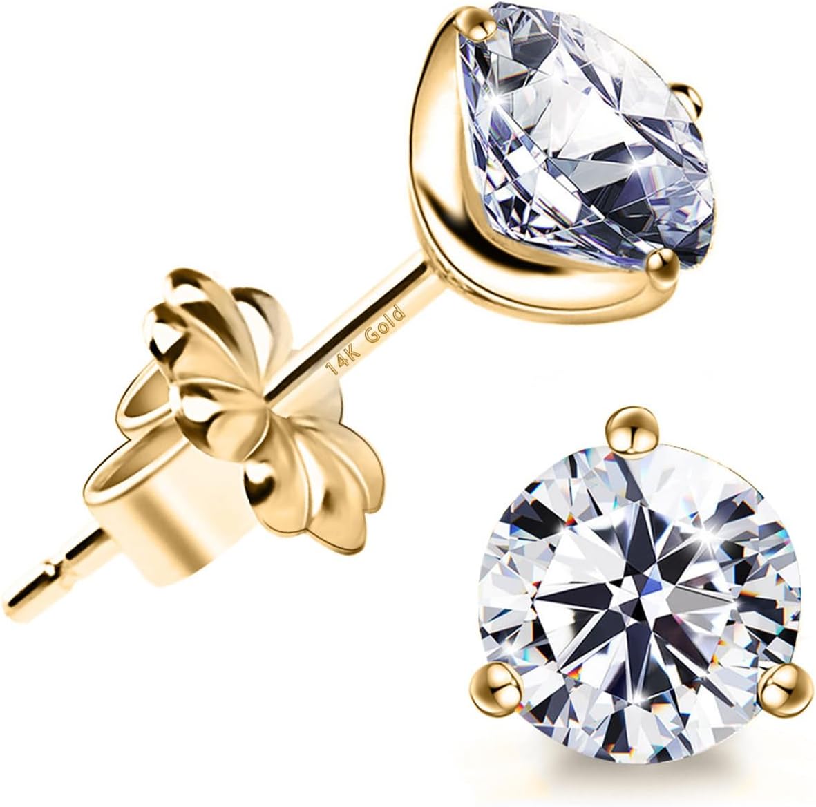 Stunning Flame 18K Gold Plated Silver Diamond Stud Earrings