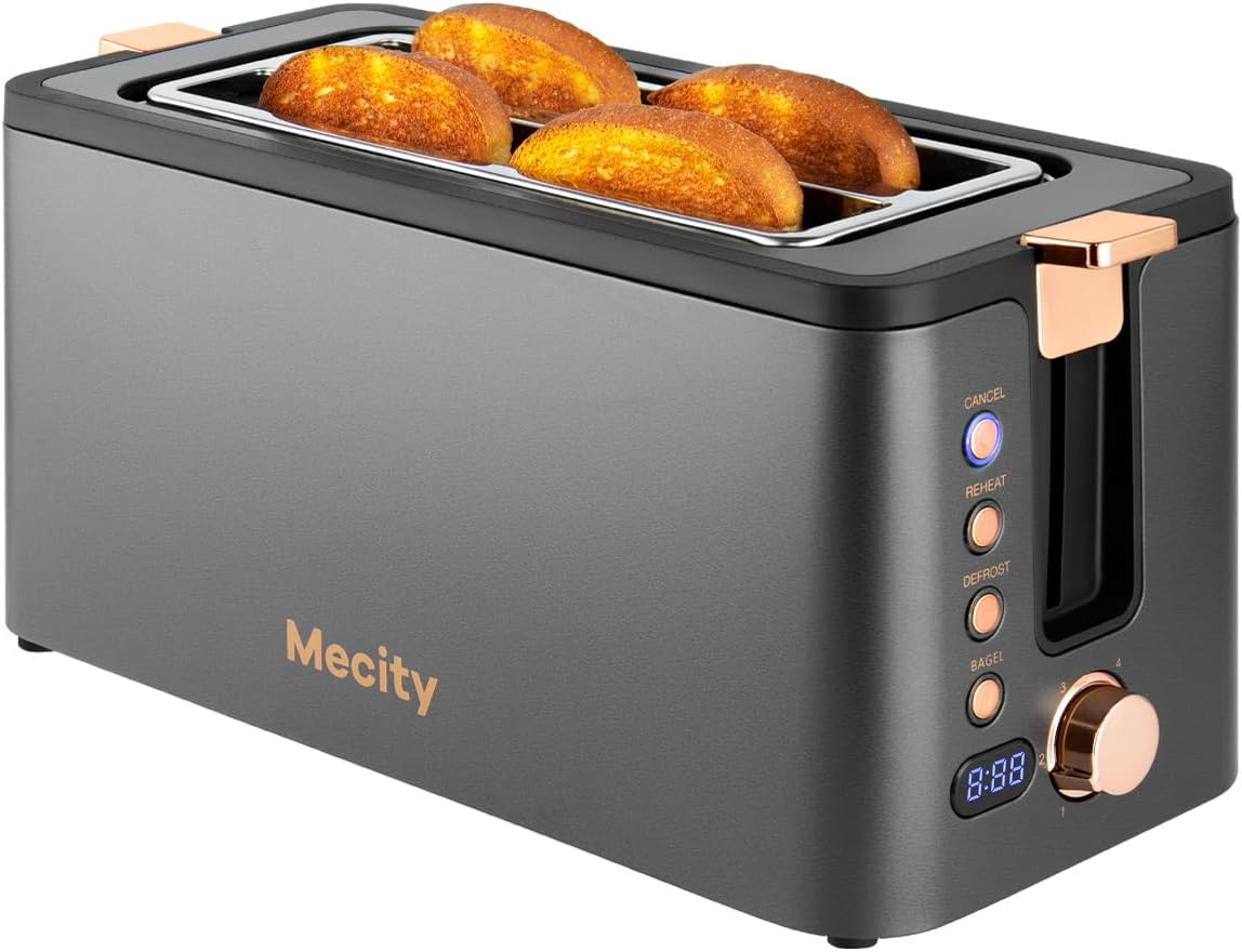 Mecity 4 Slice Toaster with Warming Rack and 6 Settings