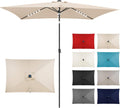 Rectangular Solar Patio Table Umbrella 6.5 x 10 ft with LED Lights