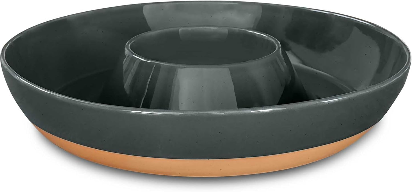 Mora Ceramic Chips and Dip Serving Tray for Modern Entertaining