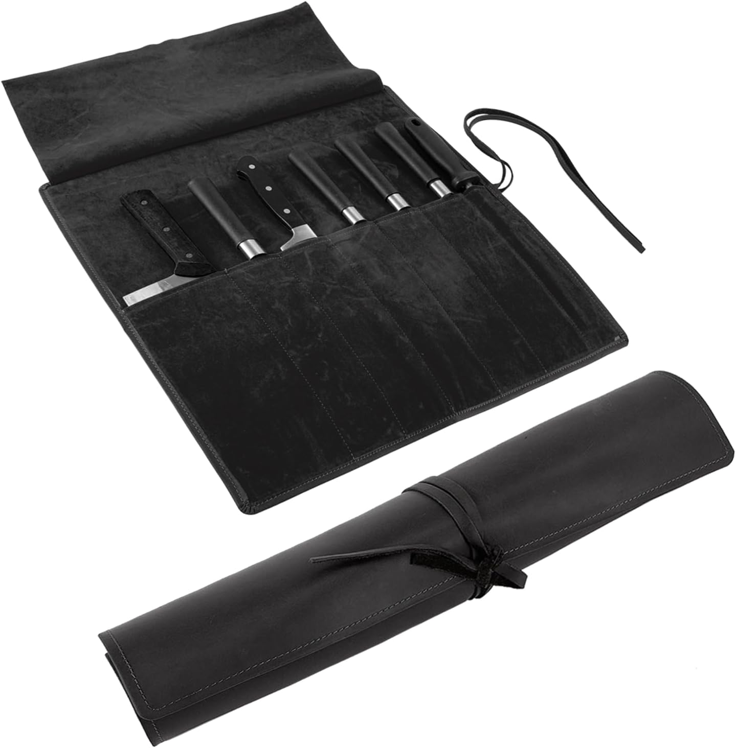 Genuine Leather Knife Roll for Chefs - Portable Knife Holder