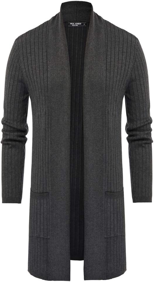 PJ PUAL JONES Men's Shawl Collar Long Cardigan with Pockets