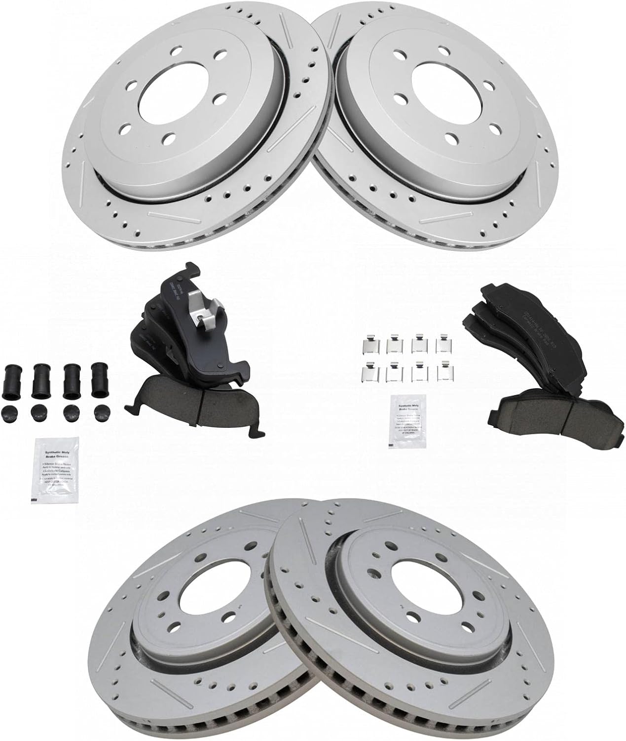TRQ Front and Rear Performance Brake Pad & Rotor Kit for Ford