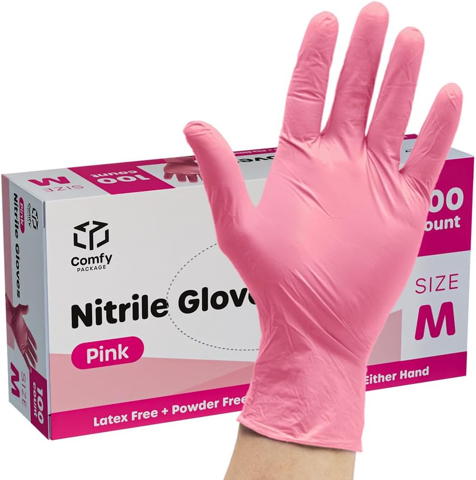 100 Pink Nitrile Gloves | Latex & Rubber Free | Powder-Free