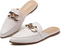 Metal Chain Decor Flat Mules for Women - Chic Pointed Slip-On Mules