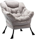 Lazy Chair with Armrest and Side Pocket - Oversized Textured Grey