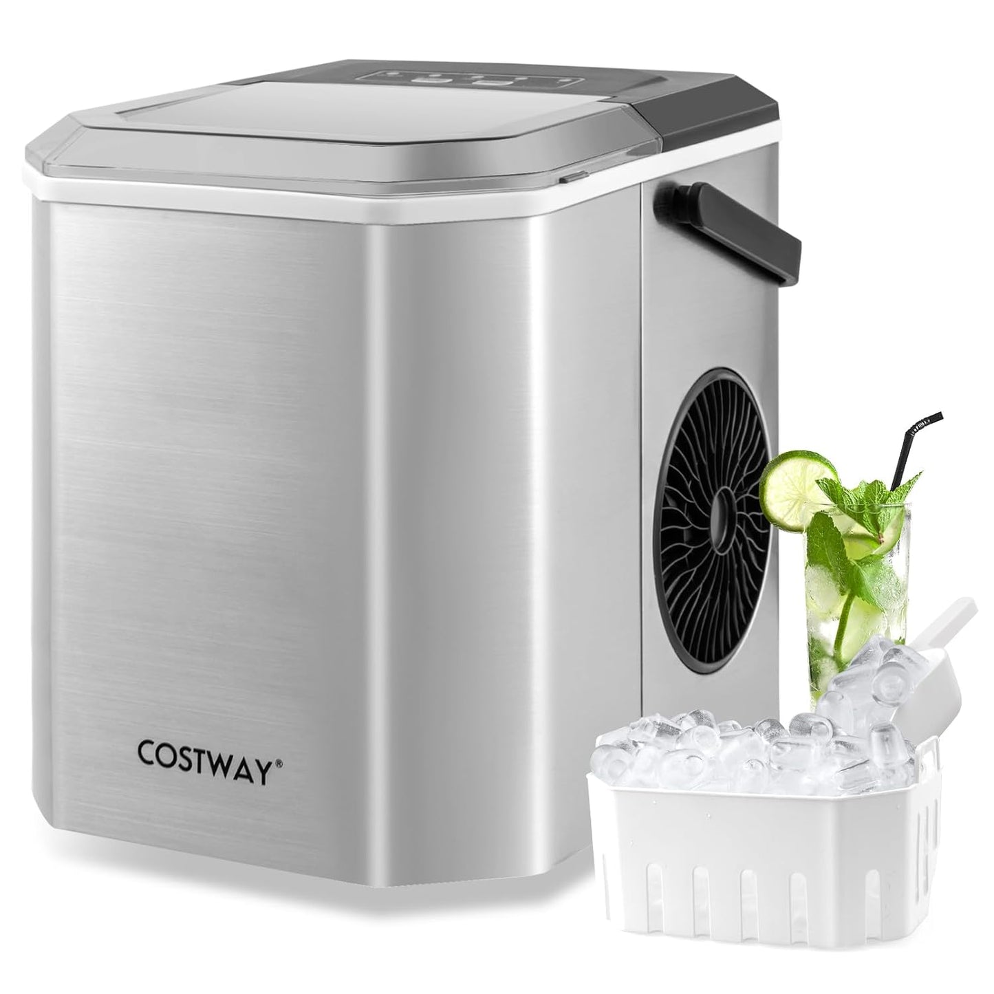 Fast Ice Production: COSTWAY Self-Cleaning Ice Maker