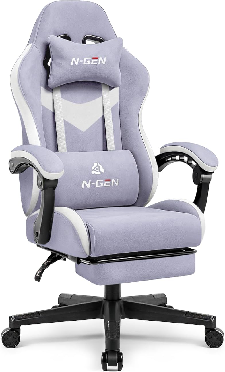 N-GEN GAMING Video Gaming Chair with Footrest and Lumbar Support