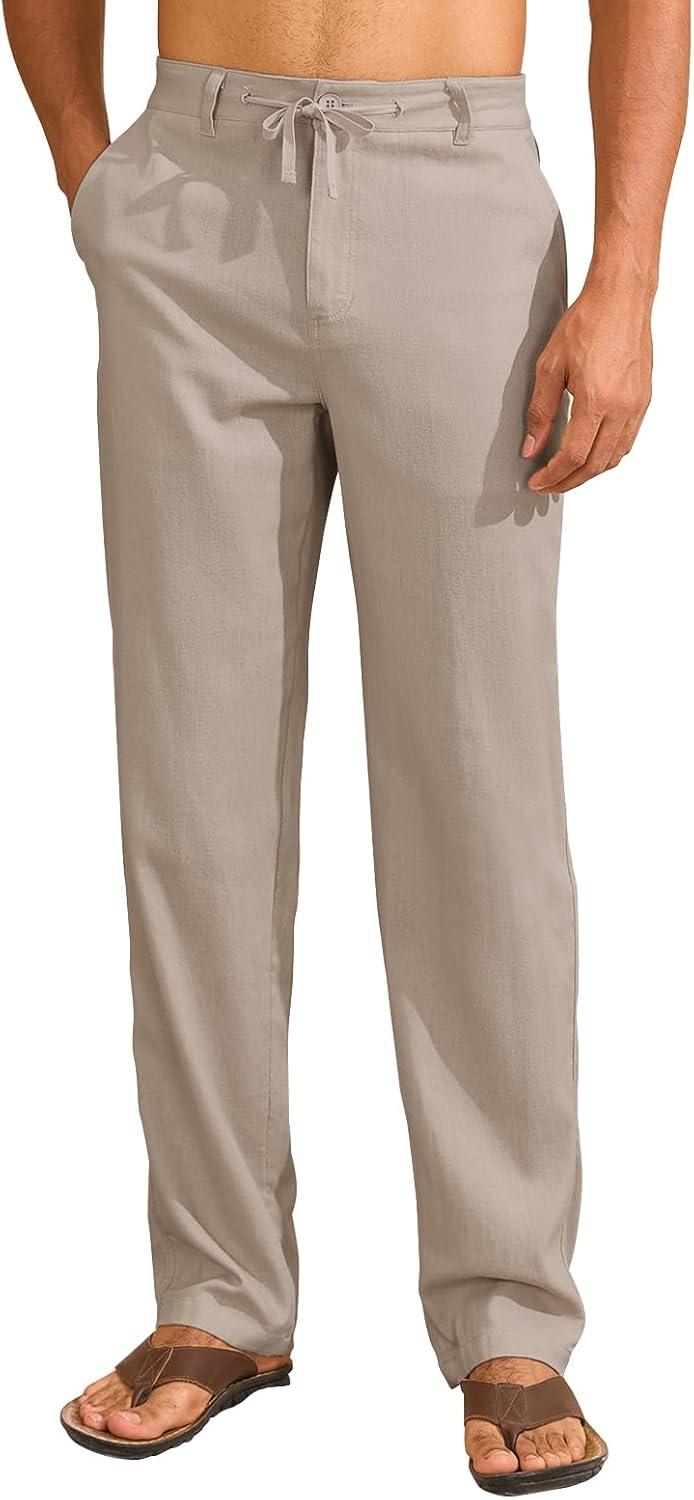Lightweight Summer Beach Pants for Men - Casual Linen Trousers