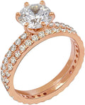 Platinum or Gold Plated Sterling Silver Wedding Ring Set - Classic