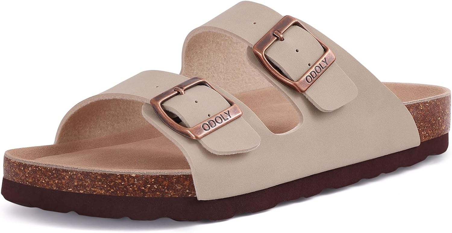 Unisex Cork Footbed Slide Sandal with Arch Support for Summer
