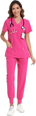 COZYFIT Scrubs for Women Set - Stretch V-Neck Top (Style DYLC)