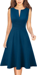 VFSHOW Womens Elegant Front Zipper Slim Work A-Line Dress - Flattering