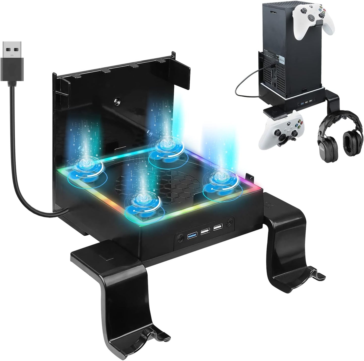 Wall Mount Cooling Fan for Xbox Series X with USB Ports
