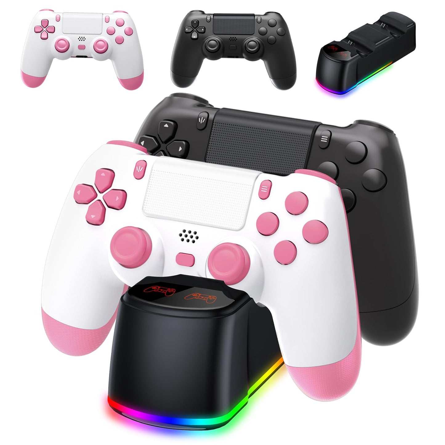 AROEVEIB 2 Pack Controller with Charger Dock for PS4 Gaming