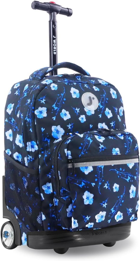 J World New York Sunrise Kids Rolling Backpack for School Use