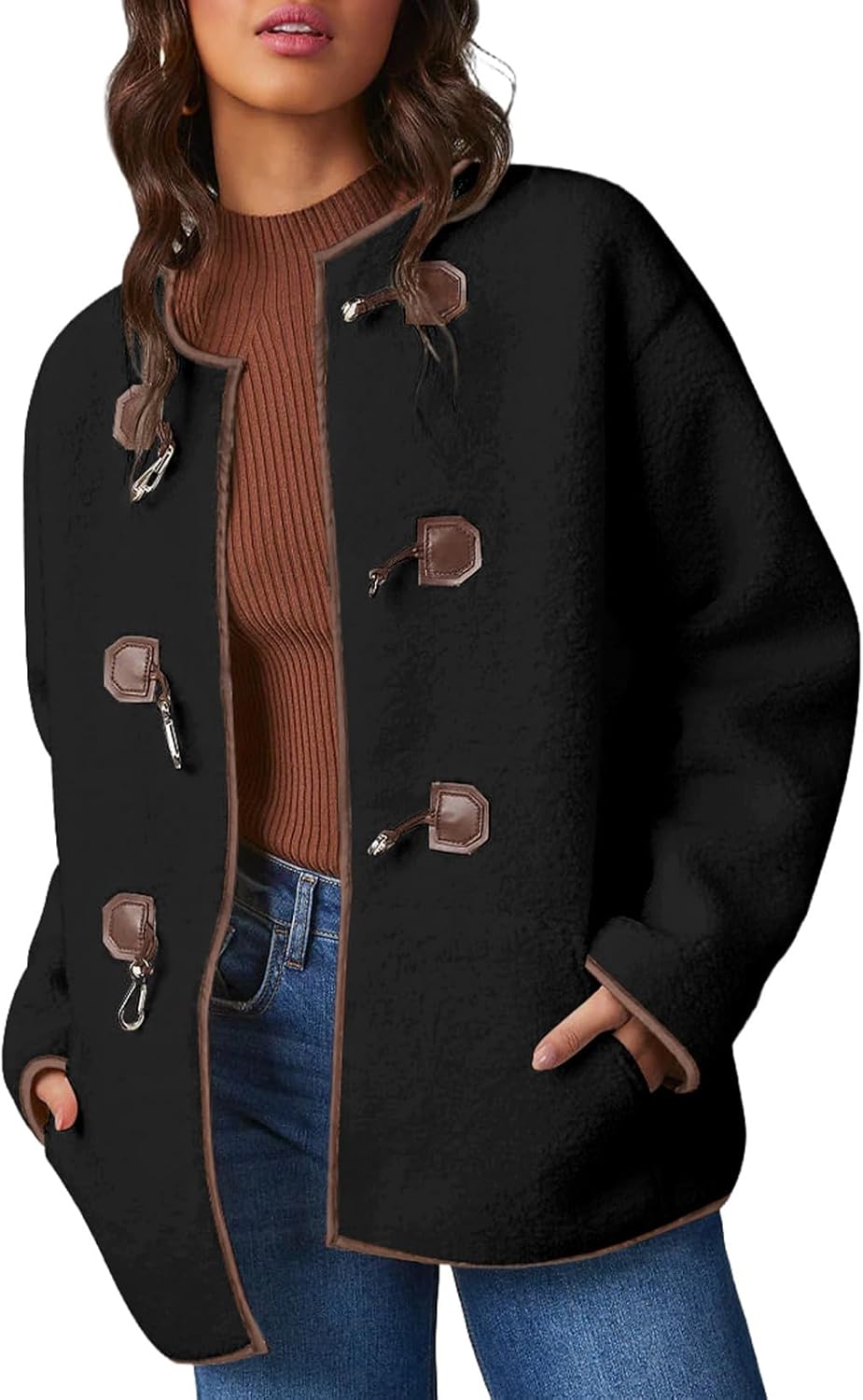 Dokotoo Womens Long Sleeve Jackets Fashion Faux Shearling Style