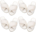 Newcotte Fuzzy Bridesmaid Slippers Open Toe Cross Band - Soft Cozy
