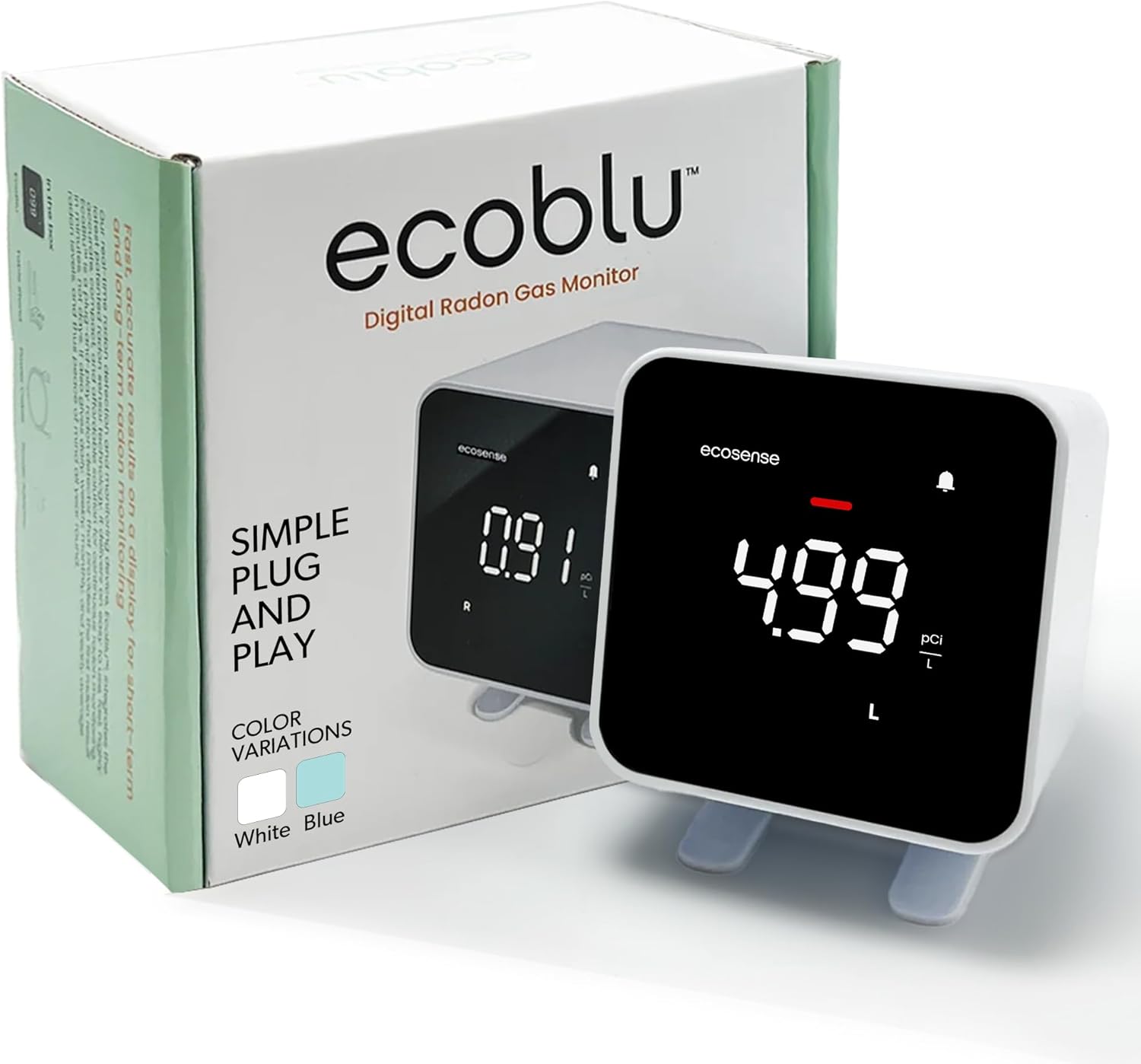 Ecosense EB100 EcoBlu Home Radon Detector for Accurate Monitoring