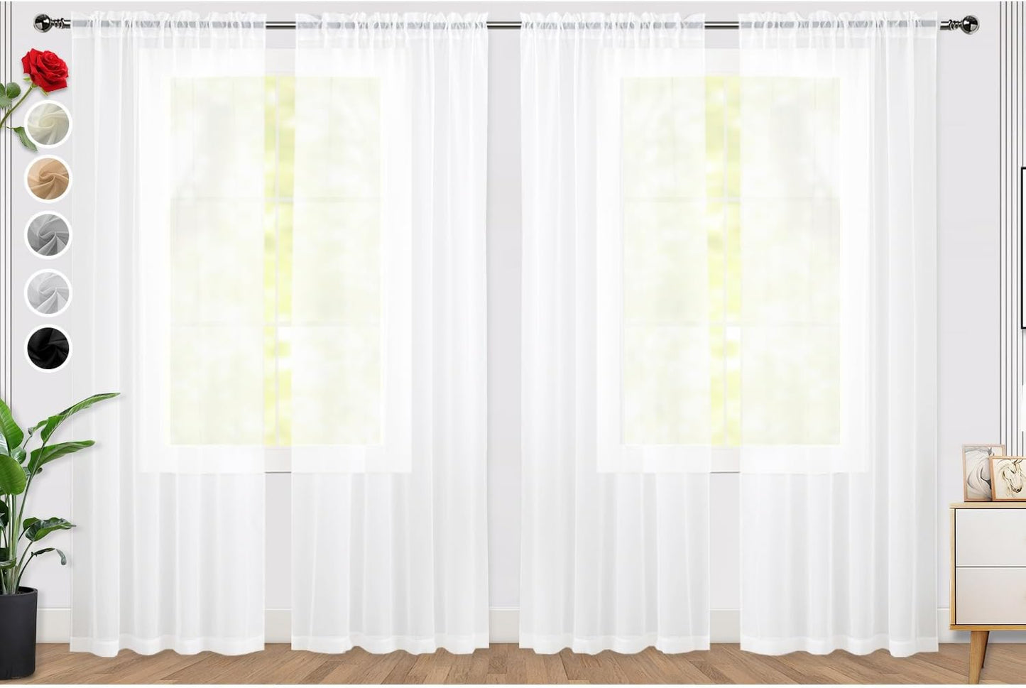 SpaceDresser Sheer White Curtains for Elegant Home Decor