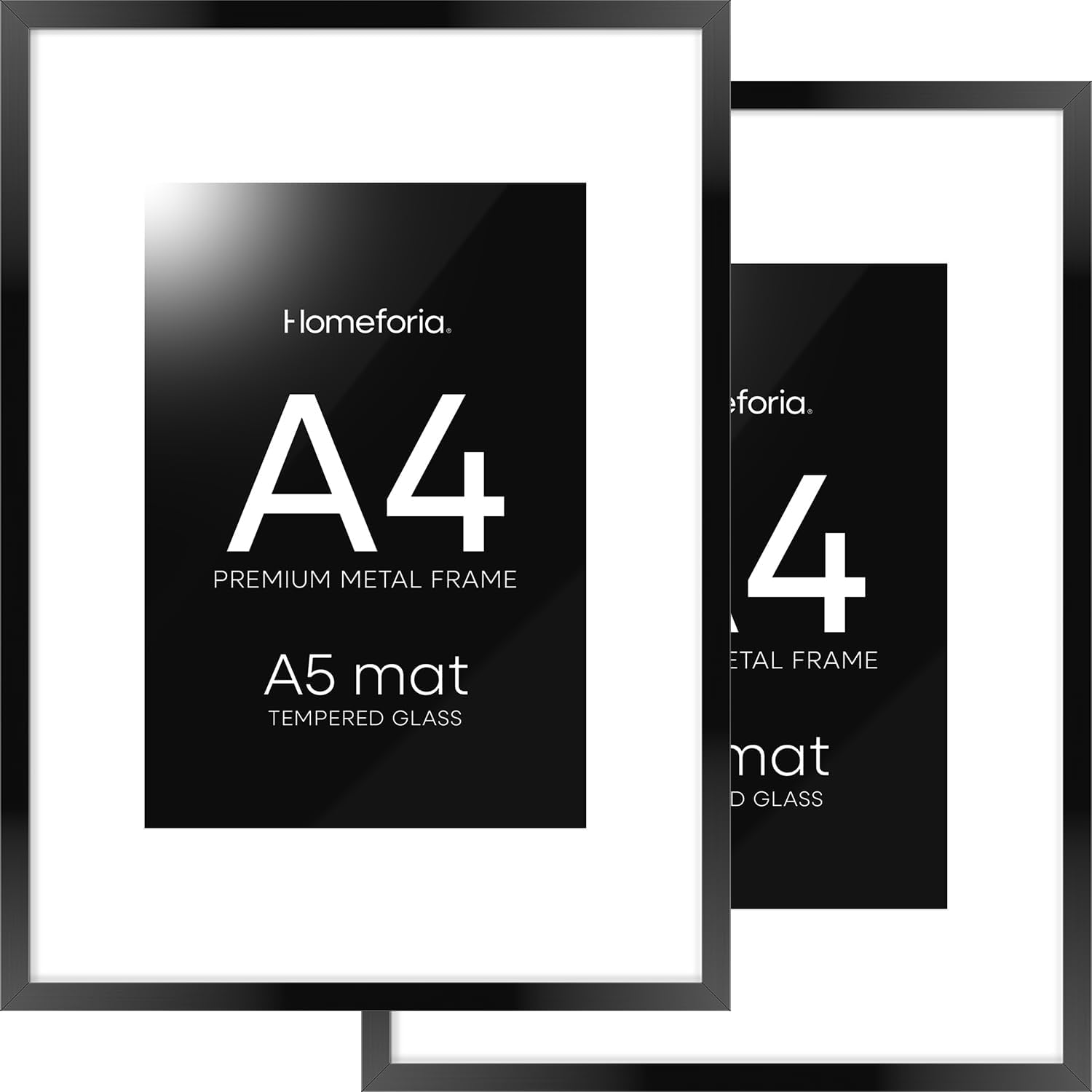 Homeforia A4 Picture Frame Black - Modern Metal Frames for Wall