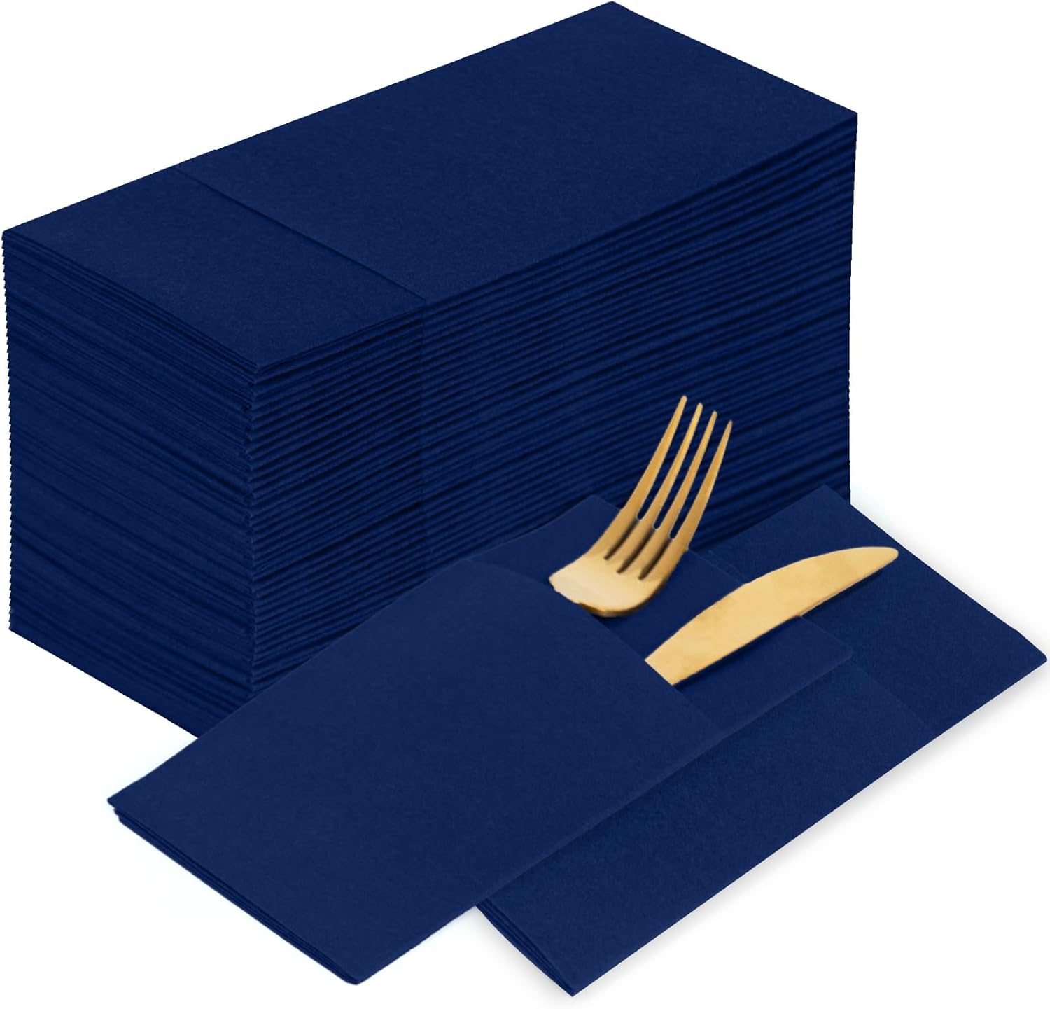 KAMMAK Blue Napkins Disposable 100 Pack for Elegant Dining