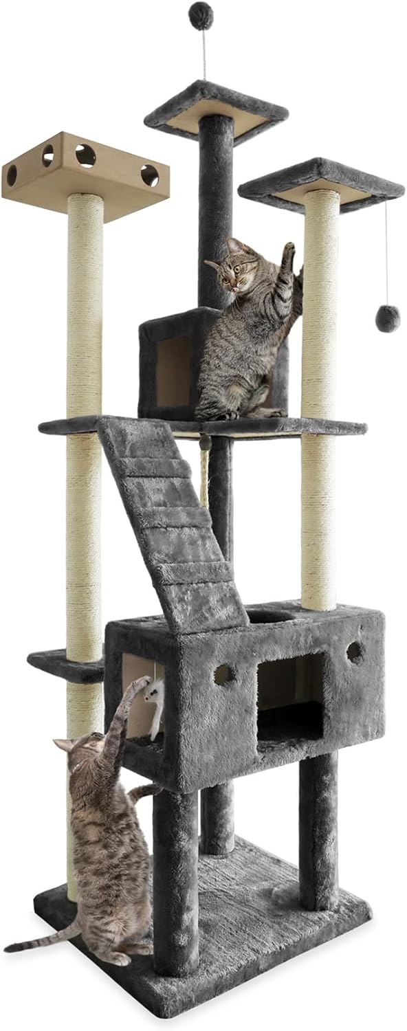 Furhaven 69.3 Tall Cat Tree for Indoor Cats with Scratching Posts