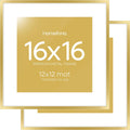 16x16 Gold Picture Frame Set of 2 with Mat for Stunning Displays