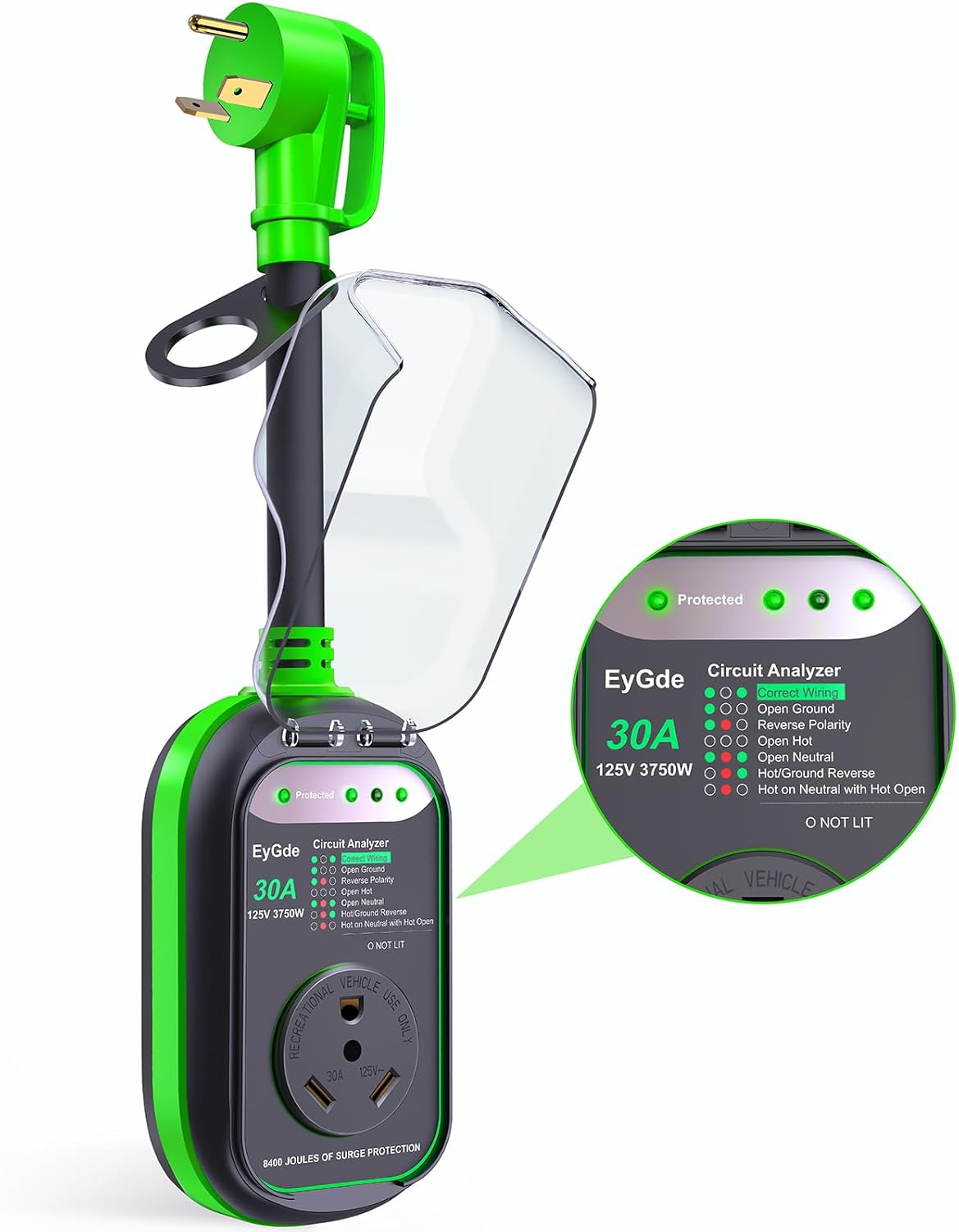 EyGde 30 Amp RV Surge Protector with 8400 Joules Protection