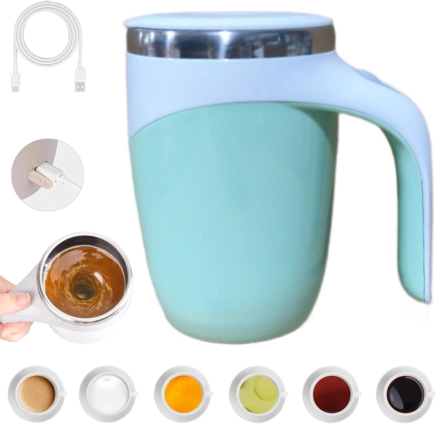 Rechargeable Self-Stirring Coffee Mug - Blue