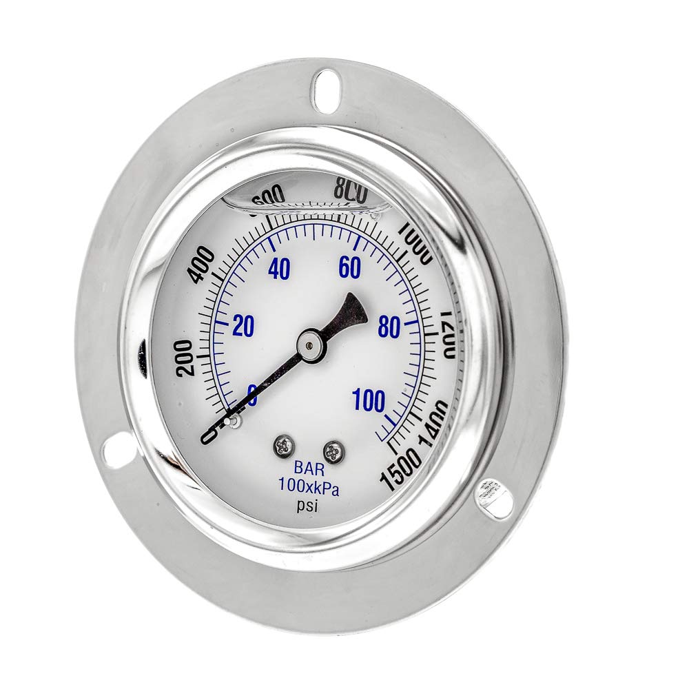 Glycerin Filled Industrial Pressure Gauge 2.5ft Dial 0/1500 psi
