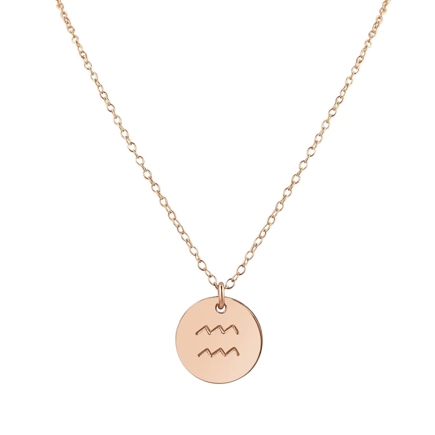 Rose Gold Aquarius Necklace - Unique Astrology Charm Pendant