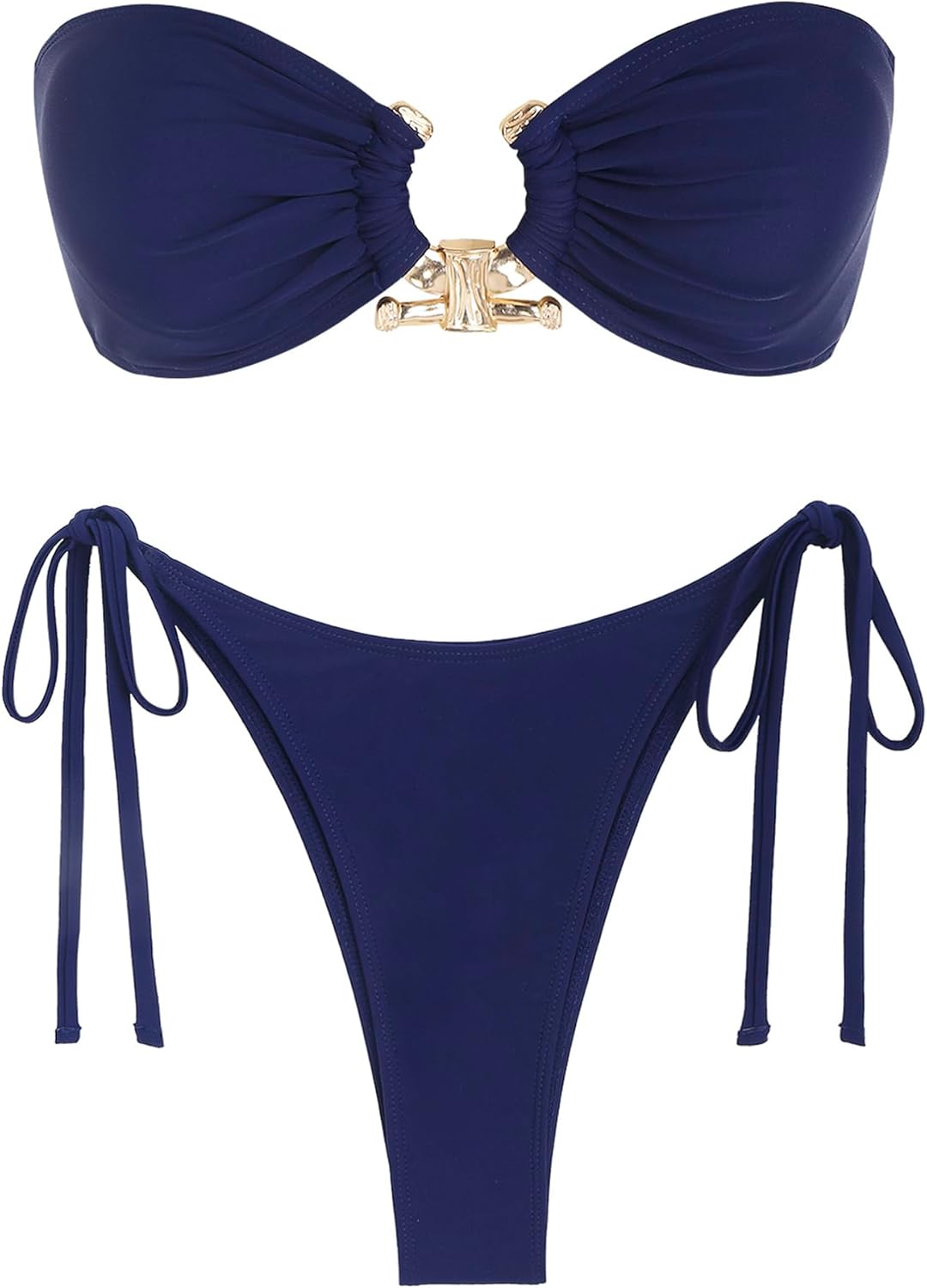 ZAFUL Metal Ring Bandeau Bikini Set for Dazzling Beach Days
