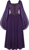 Scarlet Darkness Renaissance Pirate Dress - Elegant Bell Sleeves