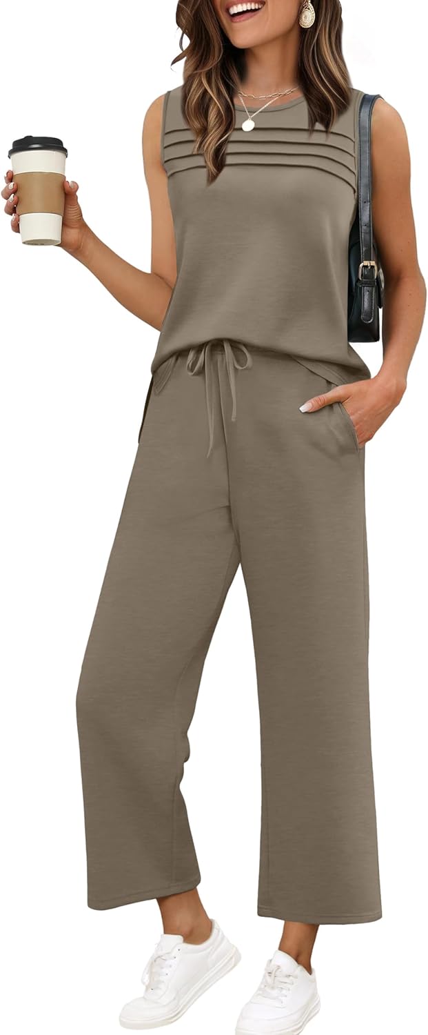 WIHOLL Two Piece Sets for Women Summer Outfits Matching Lounge