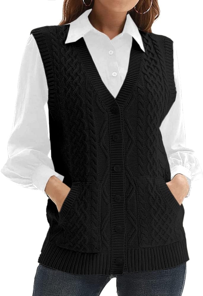 Womens Knit Sweater Vest V Neck Sleeveless Cardigan Outwear